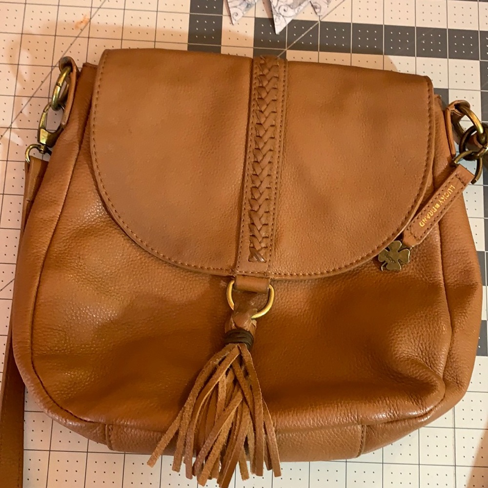 Lucky brand flap purse with tassel